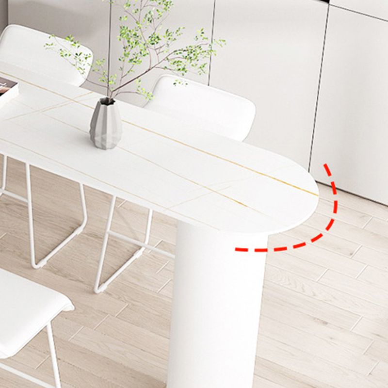 White Modern Style Bar Table in Iron Top and Faux Marble Milk Tea Shop Bar Table