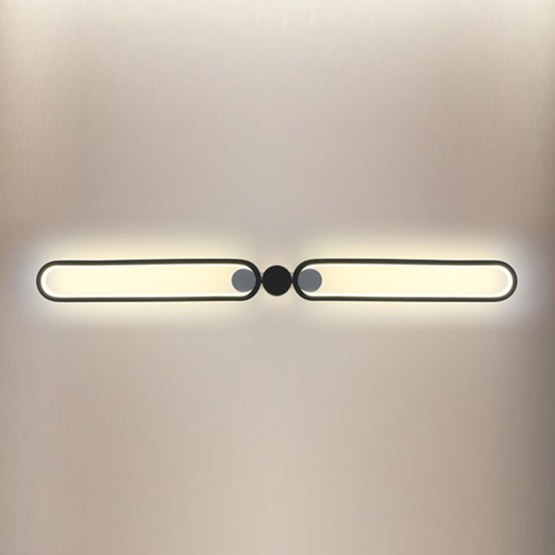 Linear Shade Metal Wall Sconce Modern Style 2 Lights Wall Mount Light in Black