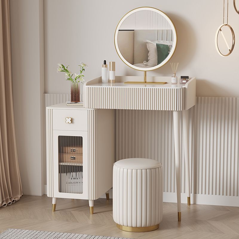 Stool Slate Vanity Table White Vanity Set with Lights Mirror