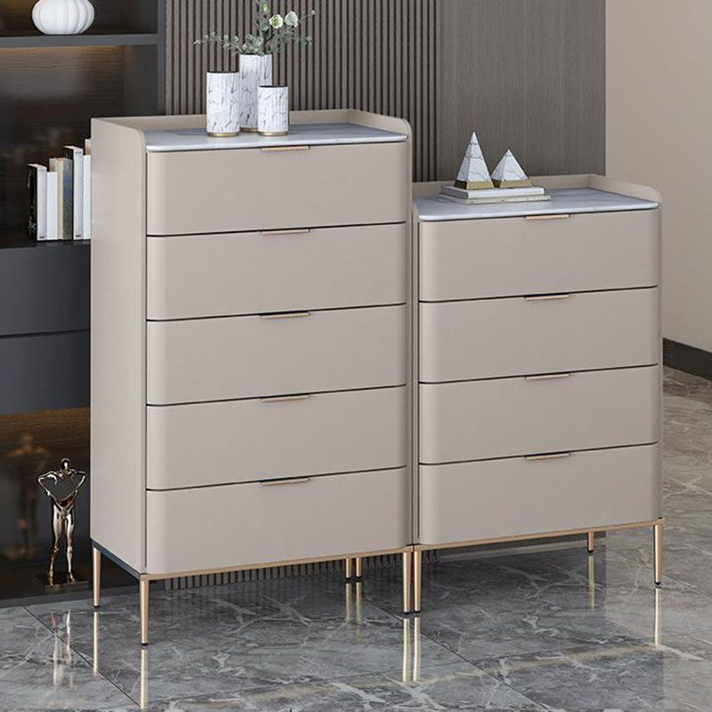 Glam 16"Wide Vertical Storage Chest Stone Bedroom Chest with Drawers