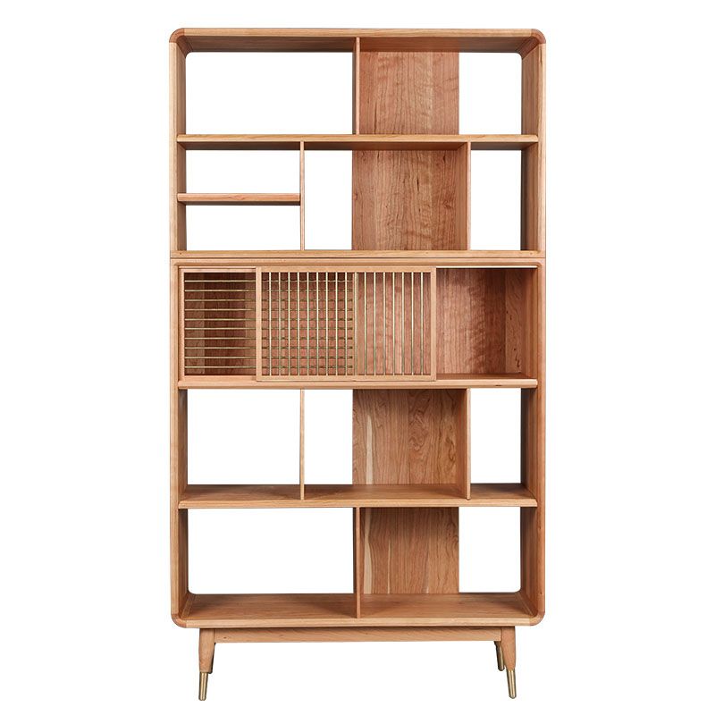 Contemporary Open Back Standard Bookcase Solid Wood Bookshelf with Shelves