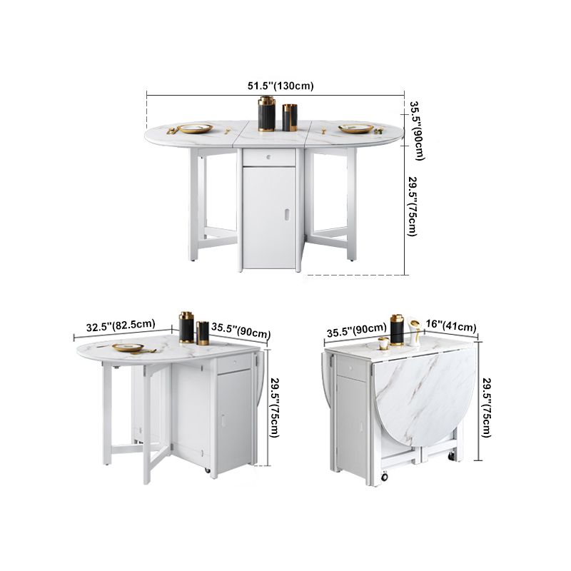 Contemporary Oval Dining Table White Dining Table with 4 Legs