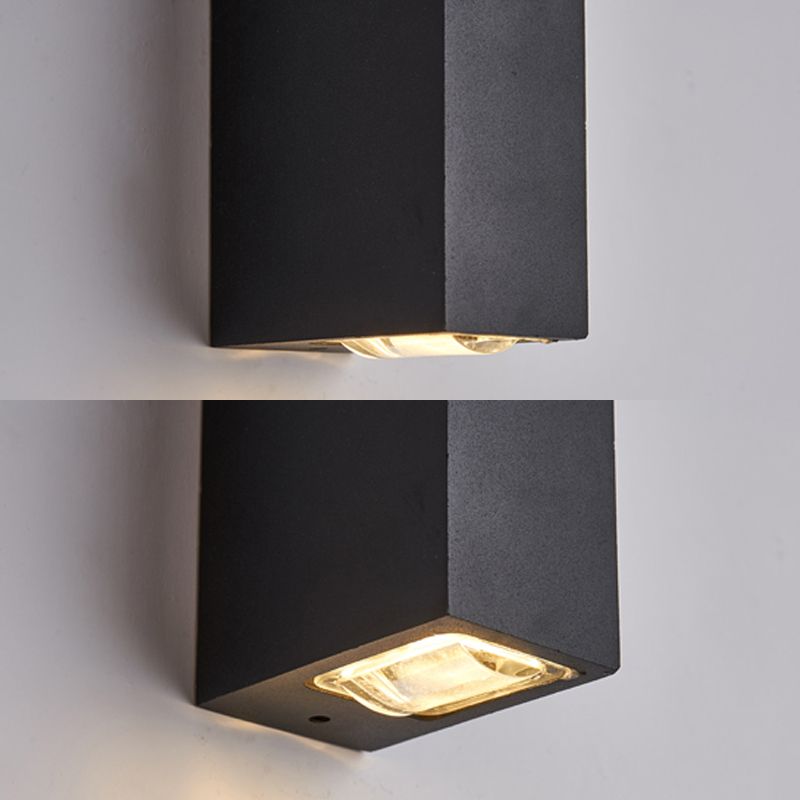 Black Rectangular Outdoor LED Track Light in Modern Simplicity Aluminium Waterproof Wall Lamp