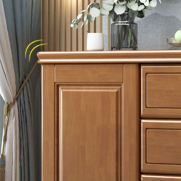 Rubberwood Accent Chest with1 - Door and Drawer, Bar Pulls Chest