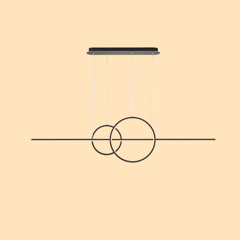 Metal 3-Light Pendant Light in Modern Minimalist Linear LED Silicone Island Light