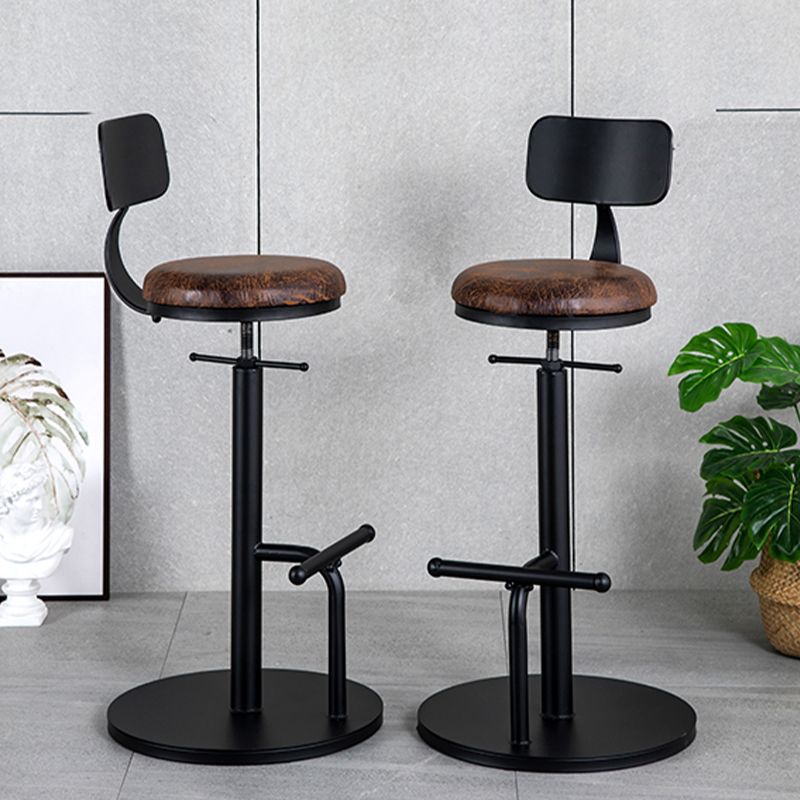 Metal Adjustable Height Bar Stool Industrial Armless Bar Stool with Footrest
