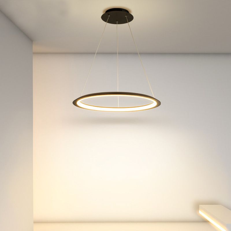1 Light Round Hanging Light Modern Style Metal LED Hanging Light Fixtures