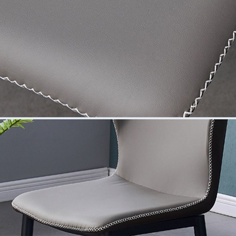 Accueil Chaise d'appoint contemporaine Chaise de salle à manger en métal à oreilles avec coussin en cuir