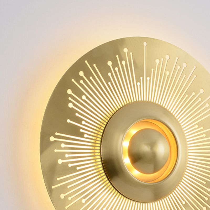 Round Disc Sconce Light Fixture Nordic Minimalist Style Copper  1 Light Sconces