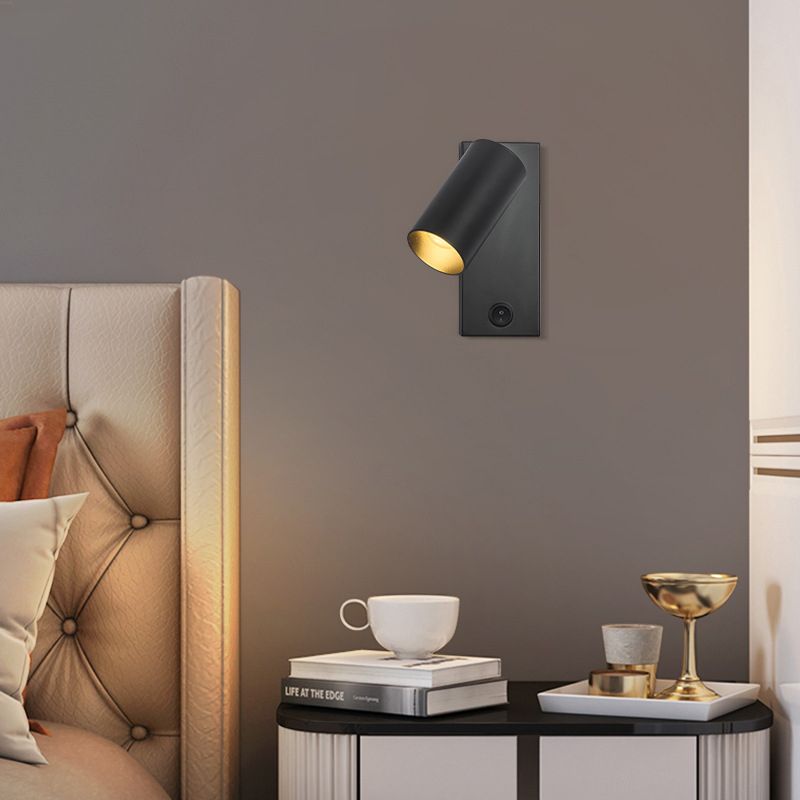 Modern Pivoting Wall Sconce Cylinder Reading Wall Light for Bedroom