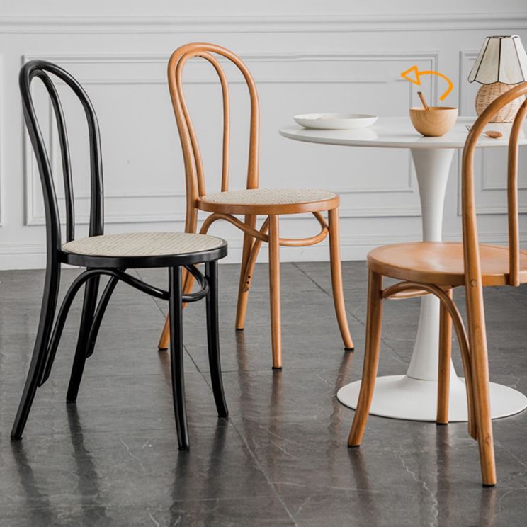 Silla sin brazos de comedor de madera tradicional, silla lateral de comedor individual con respaldo abierto para uso doméstico
