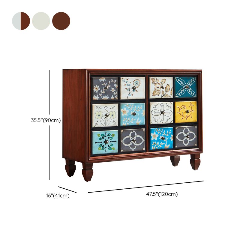 American Traditional Wooden Storage Chest Home Horizontal Chest with Drawers