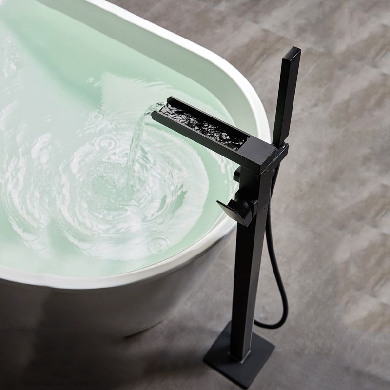 Floor Mounted Metal Freestanding Tub Filler Waterfall Freestanding Faucet with Hose