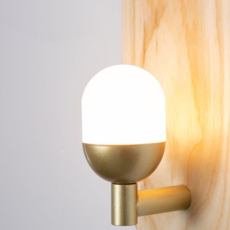 Golden Metal Wall Light Modernism Wood Lighting for Home Room