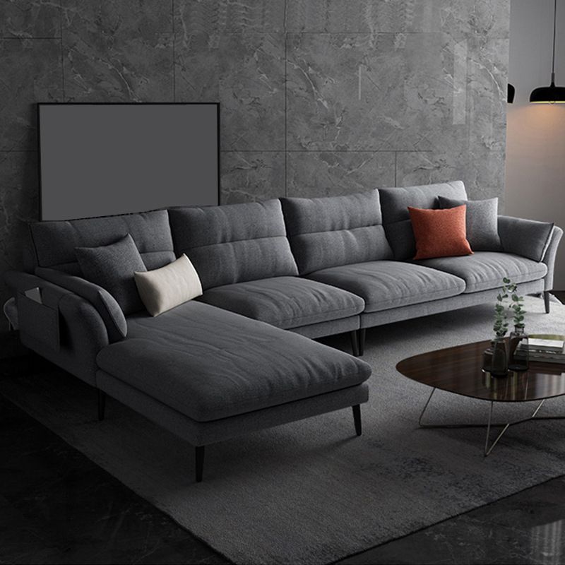 Flared Arm Fabric Sectional with Storage 4-seater Sofa & Chaise