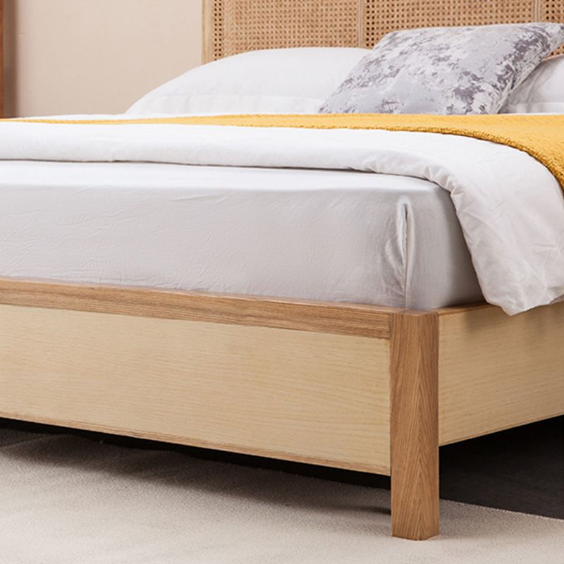 Solid Wood Panel Bed Tropical Standard Bed With Custom Gold Legs