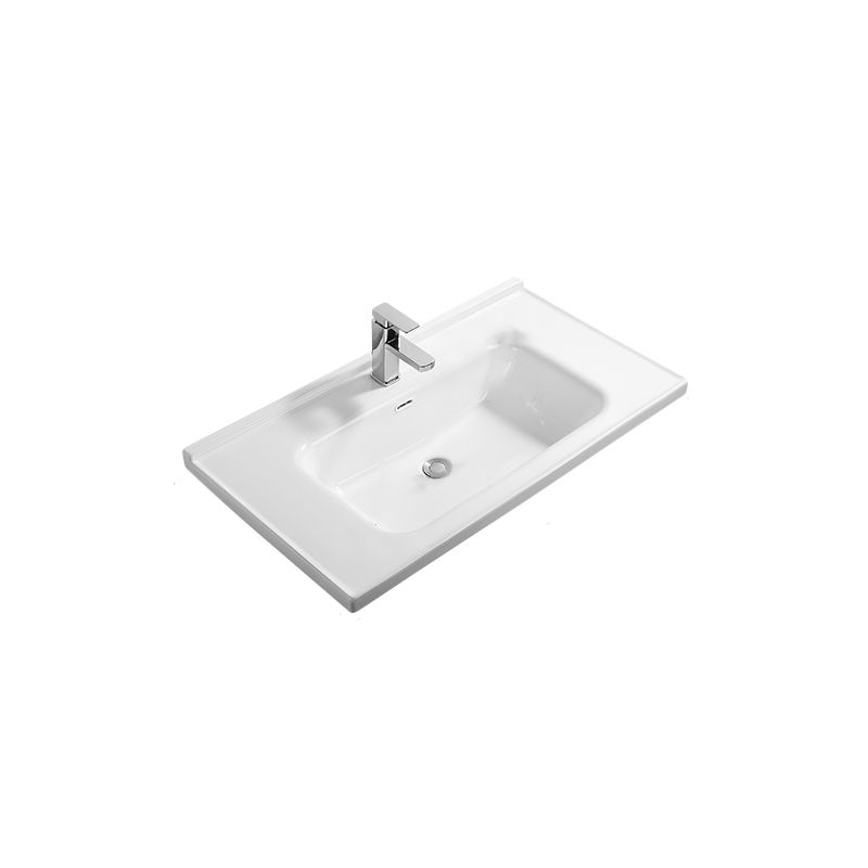 Modern White Bathroom Sink Rectangular Ceramic Bathroom Sink