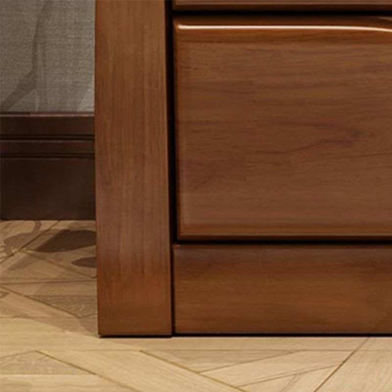 Modern Wood Cabinet Grooves Rectangle Side Cabinet with Drawer