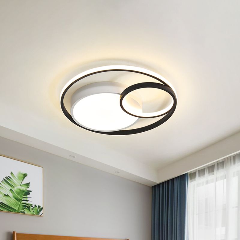 Lampe circulaire encastrée Simple en acrylique, plafonnier LED noir/blanc/or pour dortoir, lumière blanche/3 couleurs