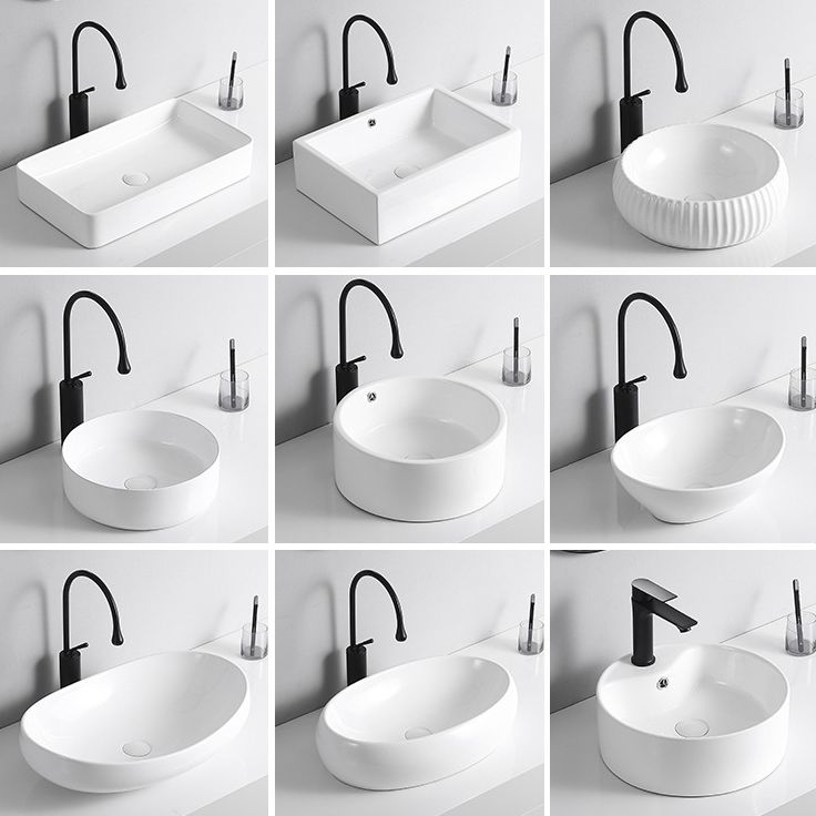 Modern Vessel Lavatory Sink Porcelain Rectangular Vessel Sink(Not Including Faucet)