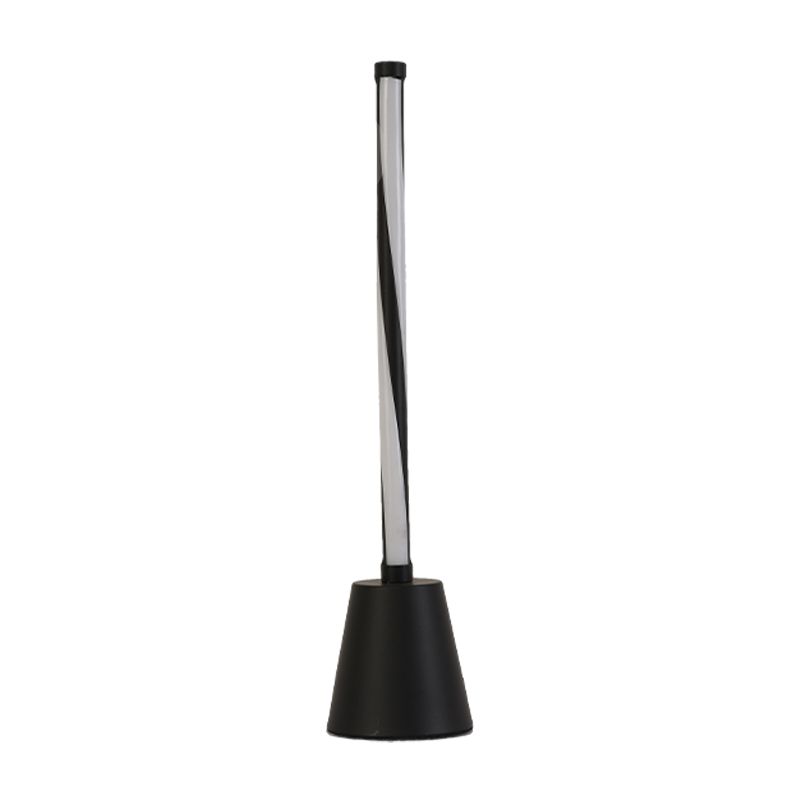 Lámpara de mesita de noche tubular blanca/negra con iluminación LED minimalista para tareas con pantalla acrílica, luz blanca/cálida