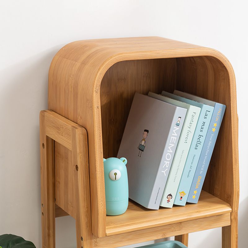 Vertical Contemporary Bamboo Bookcase Closed Back Bookshelf for Home