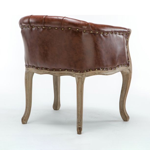 Modern Style Arm Chair Wood Solid Back Dining Accent Chair for Kitchen
