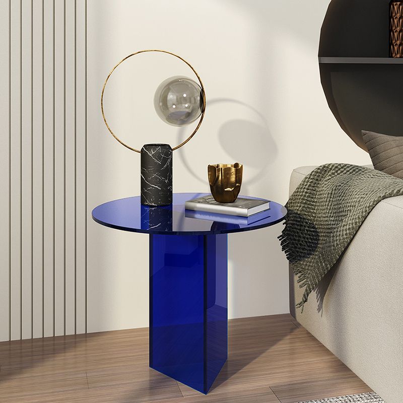 19" Wide Glam Side Table Clear Acrylic Pedestal Accent Side Table