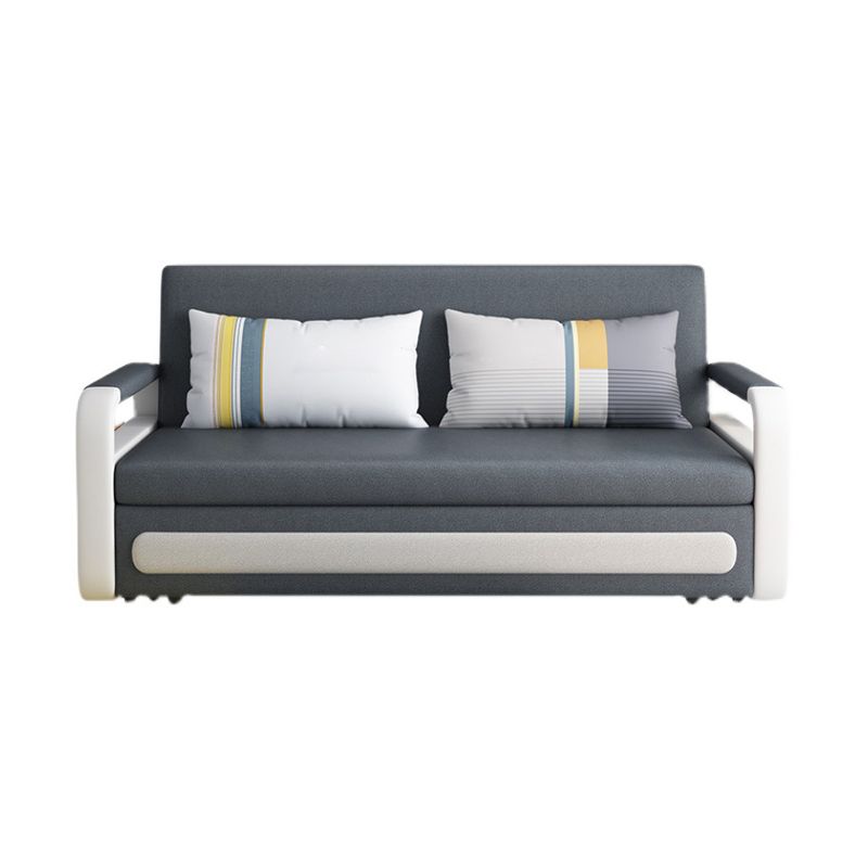 Tight Back Convertible Fabric Sofa Bed High Wear Resistance Square Arm Sofa Bed