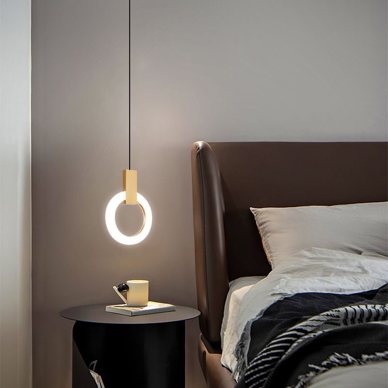 Modernist Hanging Light Ring Shape Acrylic Pendant Lamp for Foyer Bedroom Living Room