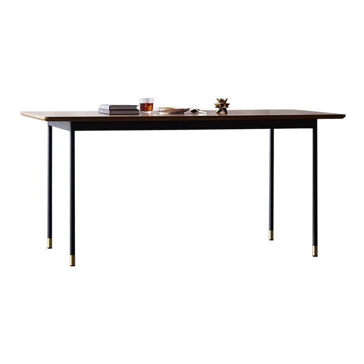 Mesa de comedor de estilo tradicional de lujo, mesa rectangular marrón de madera maciza con 4 patas