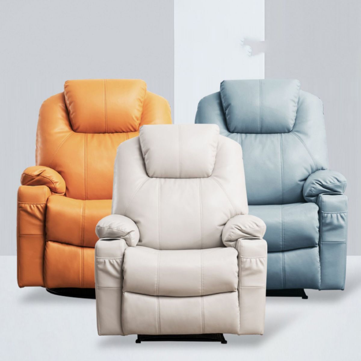 Solid Color Recliner Chair Massage Swivel Rocker Standard Recliner