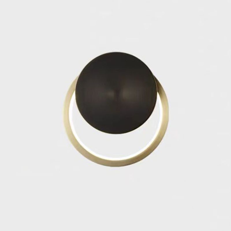 Metal Round Shape Wall Mount Lighting Modern Style 1-Light Wall Mounted Light Fixture