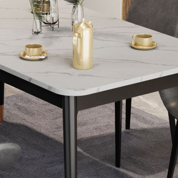 Glam Style Stone Dining Table 4 Metal Legs Table Home Rectangle Dining Table