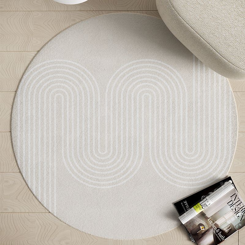 Modern Living Room Rug Round Polyester Rug Anti-Slip Backing Rug for Living Room