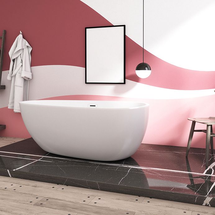 Modern Acrylic Bath Soaking White 23.62-inch Tall Bathtub with Overflow Trim