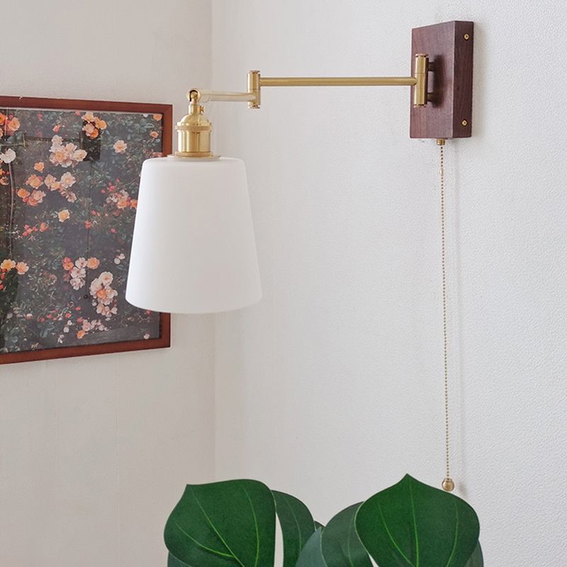Adjustable Wooden Wall Mount Light Modern 1-Light Wall Light for Living Room