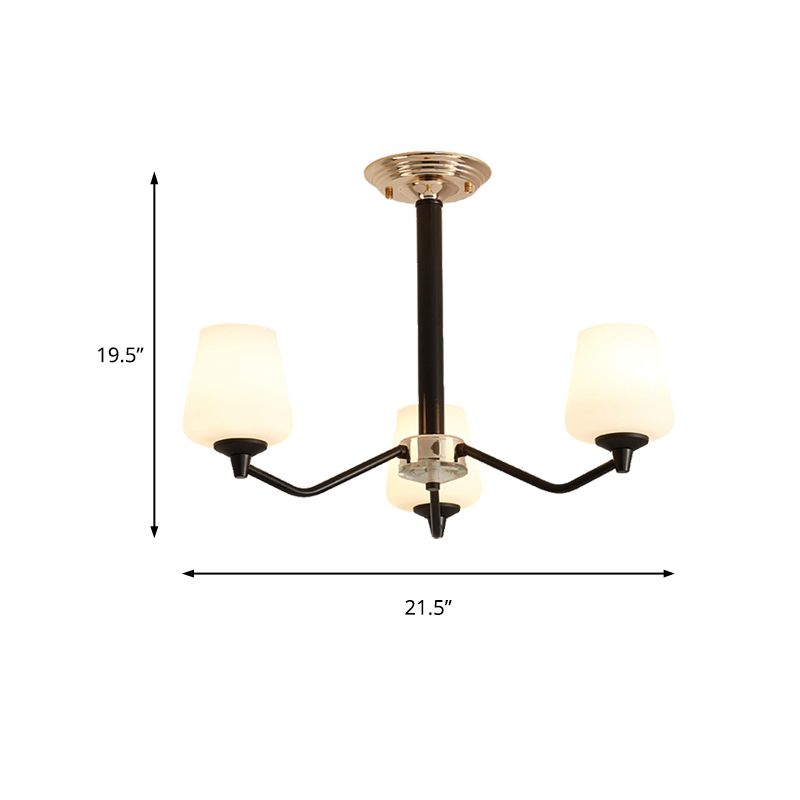Milky Glass Sputnik Hanging Chandelier Classic 3/6 Lights Living Room Pendant Light with Cup Shade