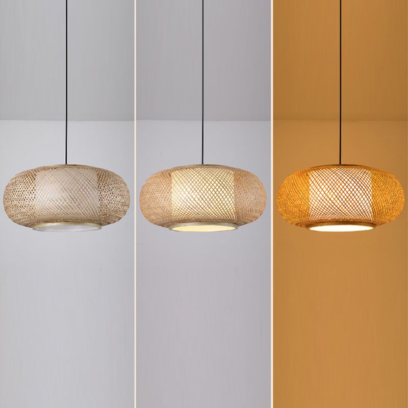 Modern Hand-Woven Suspension Pendant Light Rattan 1 Light Pendant Light