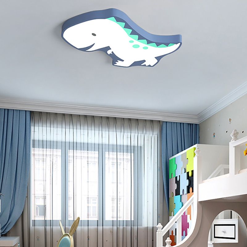 Cartoon Baby Dinosaur Ceiling Mount Light Acrylic LED Flush Light for Kindergarten
