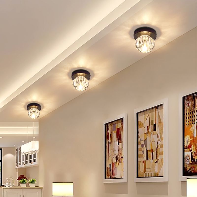 Luz de techo empotrada de pasillo de cristal facetado con montaje empotrado LED con forma de brote moderno