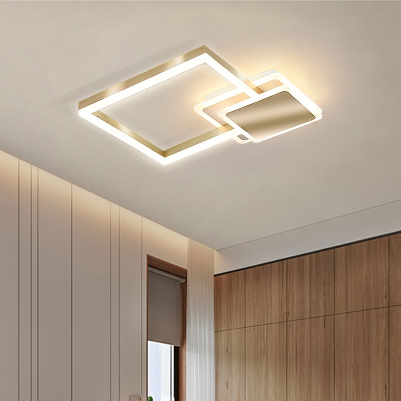 Gold Simplicity Lighting Fixture LED Flush Mounted Ceiling Lights with Acrylic Shade