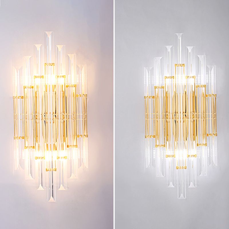 2 Lights Clear Crystal colonne lampe murale Post-modern Gold Gold Glasce Lighting pour le salon
