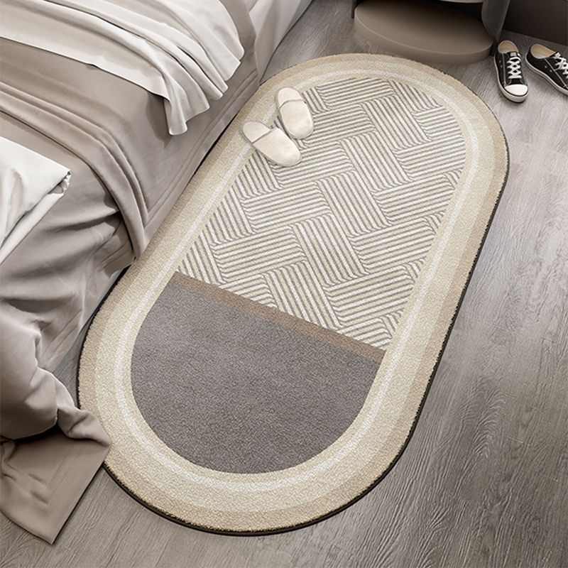 Beige Modern Area Rug Geometric Pattern Polyester Carpet Stain Resistant Rug for Bedroom