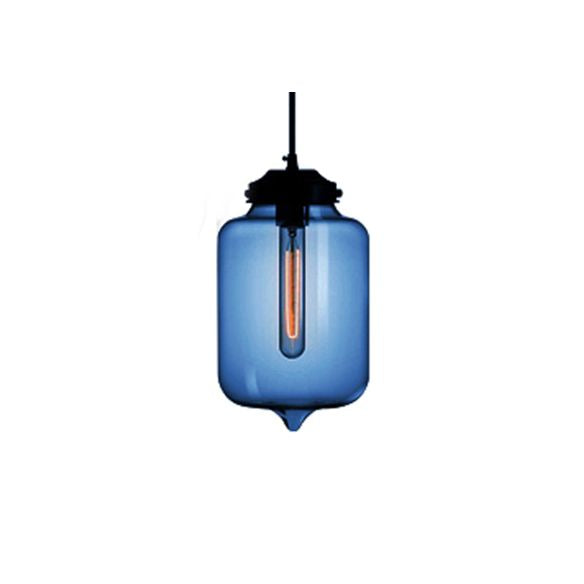 Teardrop Pendant Lighting in Modern Style Glass 1 Light Red/Brown/Blue Hanging Light