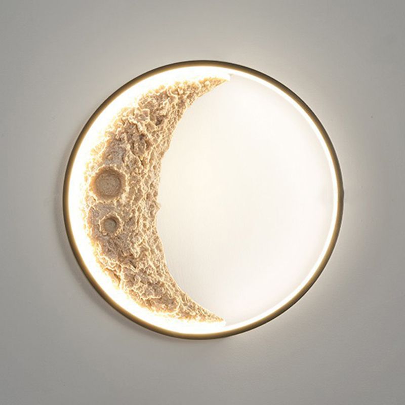 Modern Metal Wall Sconce Circle Shape Wall Light with Resin Shade for Bedroom