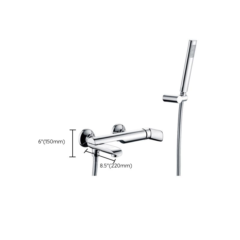 Contemporary Wall Mounted Copper Freestanding Tub Filler Single Handle Faucet