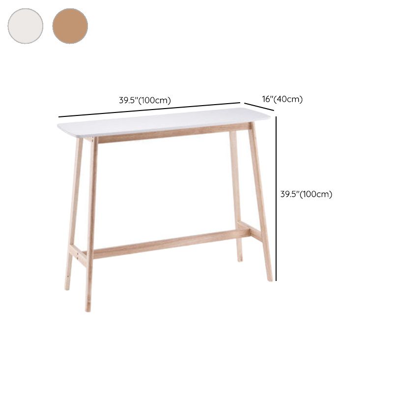 Modern Wood Bistro Bar Table Rectangle Footrest Bar Table for Living Room