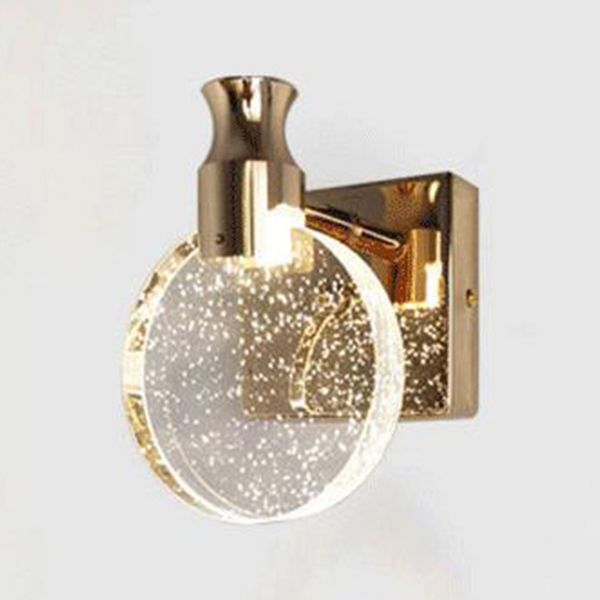 Round Crystal Wall Light Sconces Postmodern Wall Mounted Lighting for Bedroom