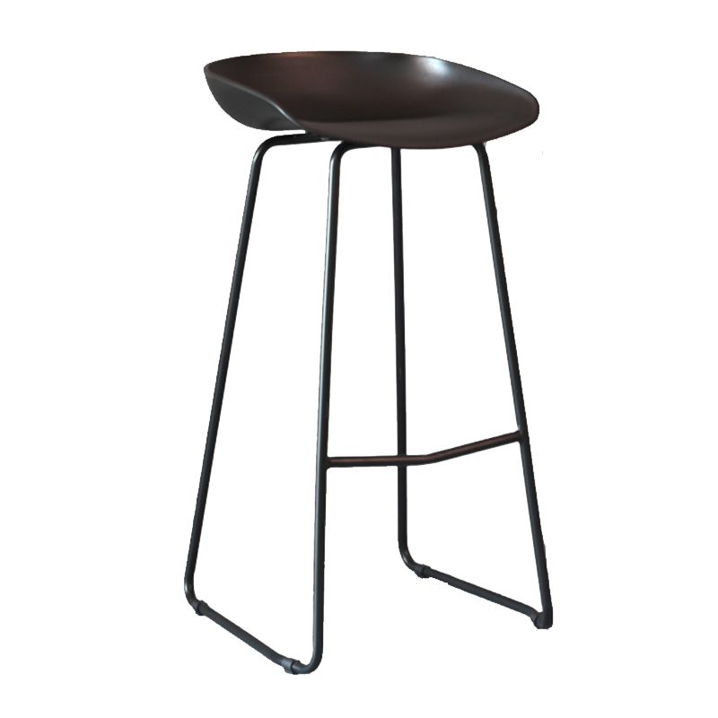 Modern Armless Backrest Counter Stool Iron Bar Stool with Plastic Seat